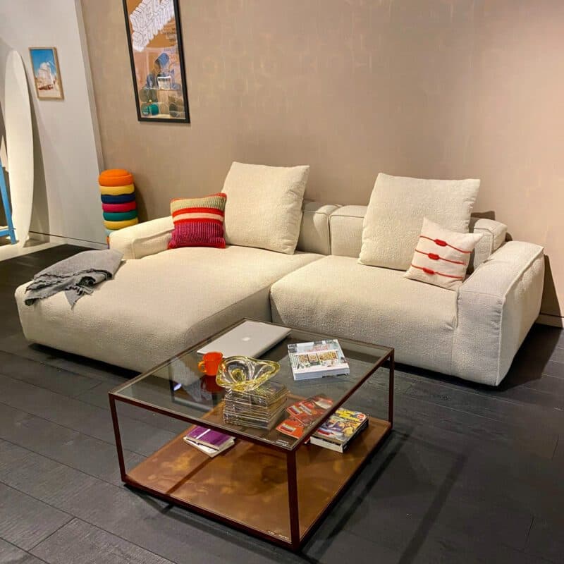 freistil by Rolf Benz Freistil 175 Ecksofa in Bouclé - Ottomane links - Perspektivansicht