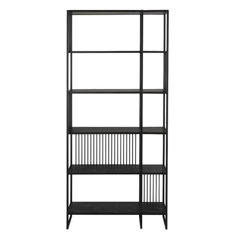 Liadomo Abril Regal mit 5 Fächern, Böden in Marmor-Optik und Gestell in Schwarz - Frontansicht