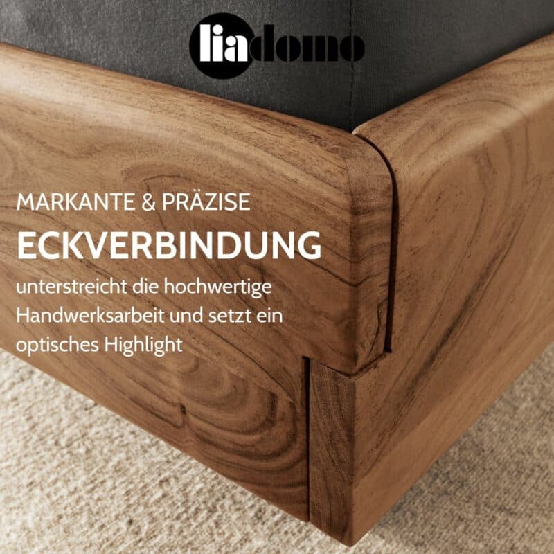 Liadomo Bologna Bettgestell USP markante und präzise Eckverbindung