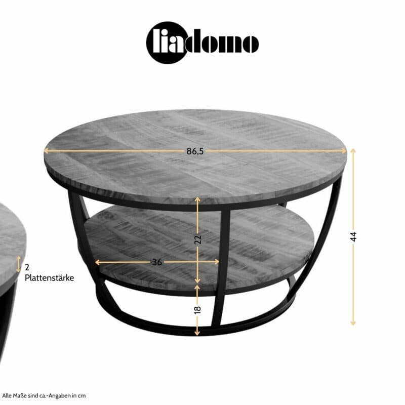 Liadomo Gianna Couchtisch - Maßskizze