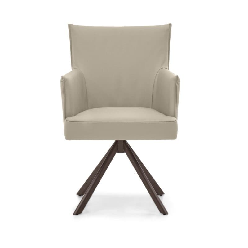 Musterring Nilan Armlehnstuhl in Leder Tendens latte mit Stativgestell in marron - Frontansicht