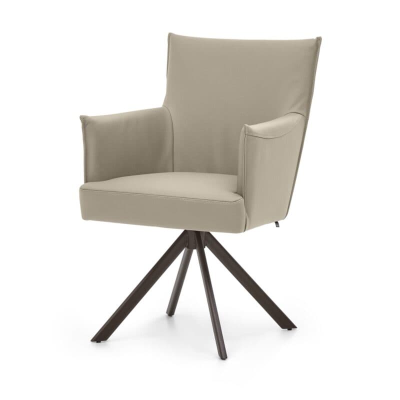 Musterring Nilan Armlehnstuhl in Leder Tendens latte mit Stativgestell in marron - Perspektivansicht