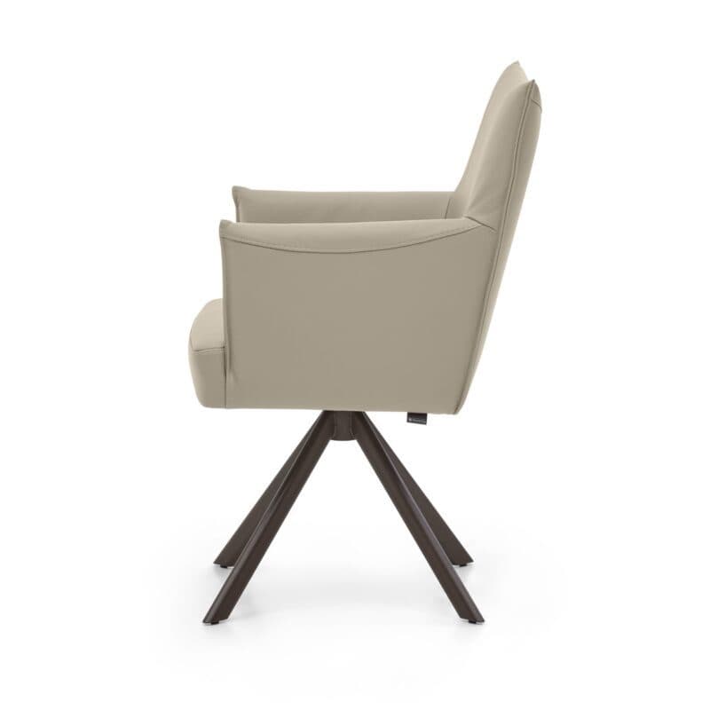 Musterring Nilan Armlehnstuhl in Leder Tendens latte mit Stativgestell in marron - Seitenansicht