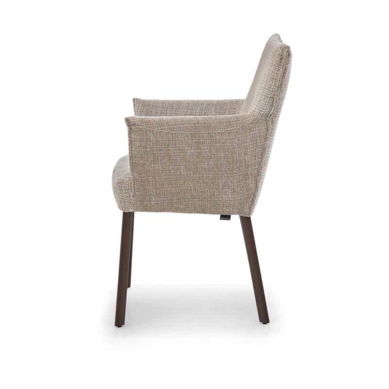 Musterring Nilan Armlehnstuhl in Bezug Yunus 03 sand mit 4-Fuß Gestell in marron - Seitenansicht