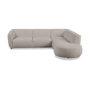 Dixx Divani Ecksofa mit Bouclé Bezug in Beige - Frontansicht