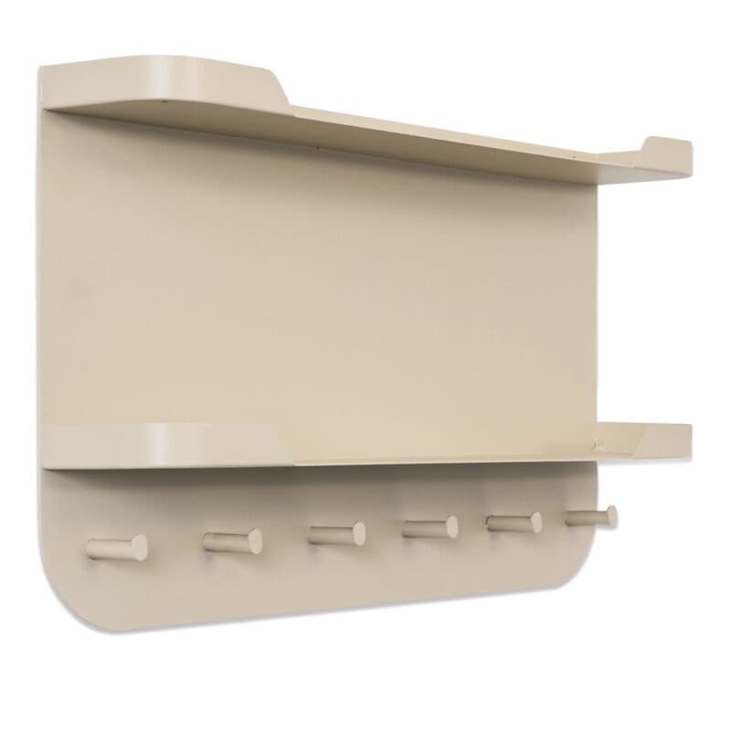 Trendstore Mariette Wandgarderobe mit 6 Haken und zwei Ablagen aus Metall in Creme - Perspektivansicht