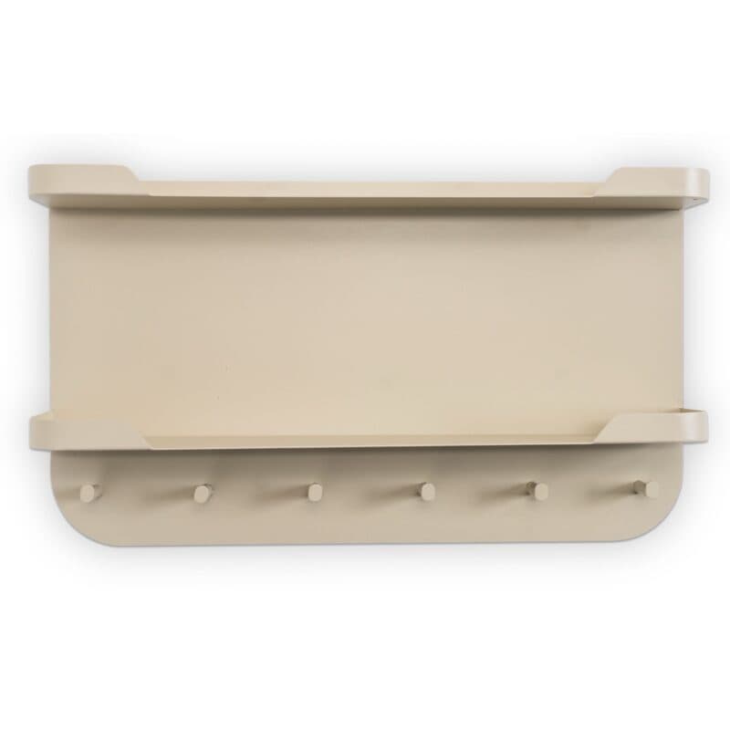 Trendstore Mariette Wandgarderobe mit 6 Haken und zwei Ablagen aus Metall in Creme - Frontansicht
