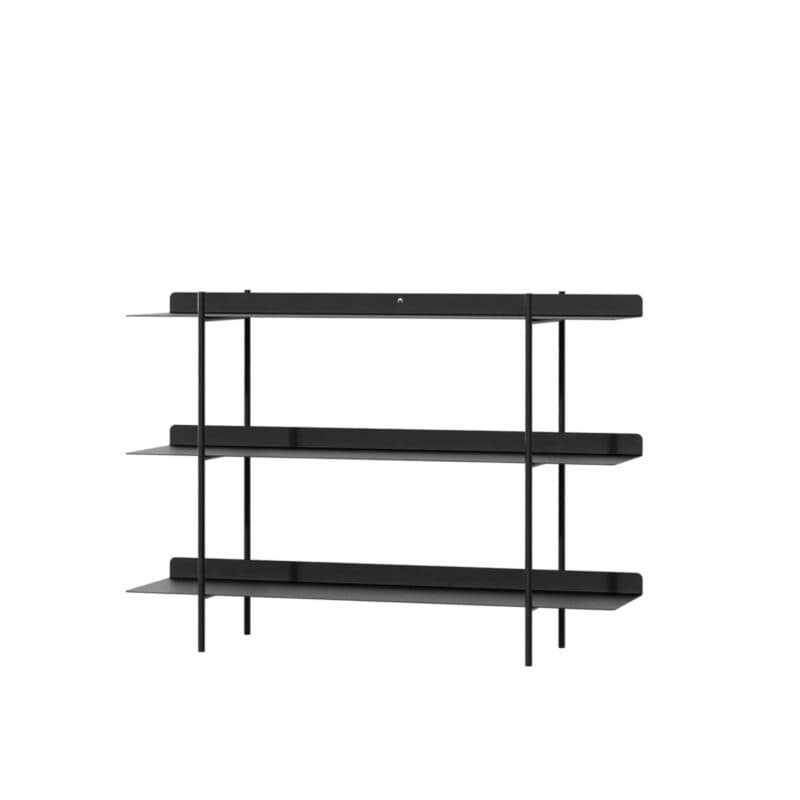 Metallbude Tharon Standregal aus Metall mit drei Regalböden in Schwarz - Perspektivansicht