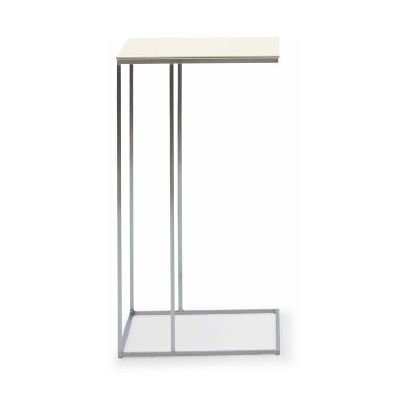 Musterring Nela Beistelltisch mit Platte in Keramik Arktis und Gestell in Edelstahl - Seitenansicht