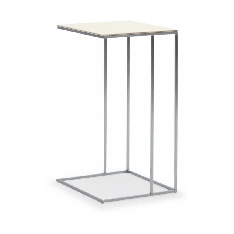 Musterring Nela Beistelltisch mit Platte in Keramik Arktis und Gestell in Edelstahl - Perspektivansicht