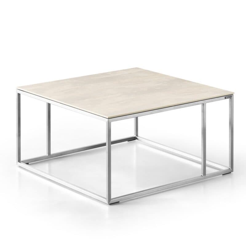 Musterring Nela Couchtisch mit Keramik-Platte Oxido Ice und Gestell aus Edelstahl - Perspektivansicht