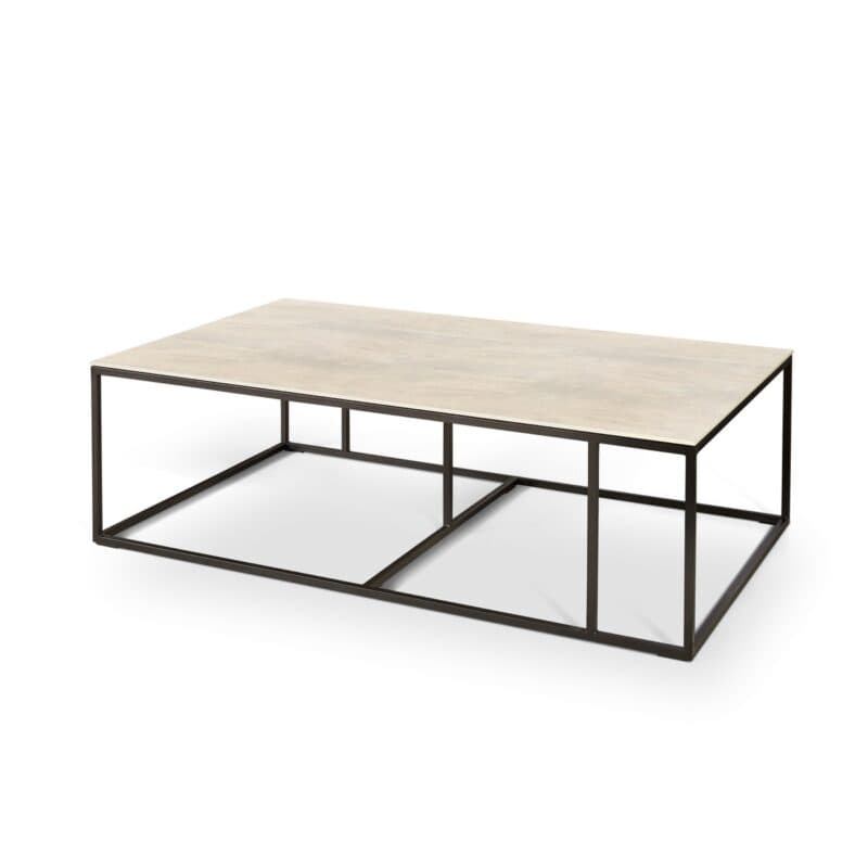 Musterring Nela Couchtisch mit Keramik-Platte Oxido Ice und Metallgestell in Schwarz - Perspektivansicht