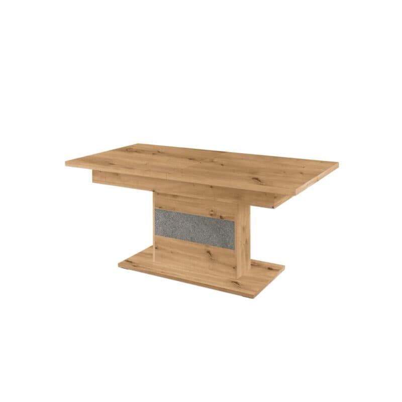 set one by Musterring Deltona Esstisch Type 74 mit Auszugsfunktion in Eiche Artisan Nachbildung mit Absetzung in Sandstein - Perspektivansicht geschlossener Auszug