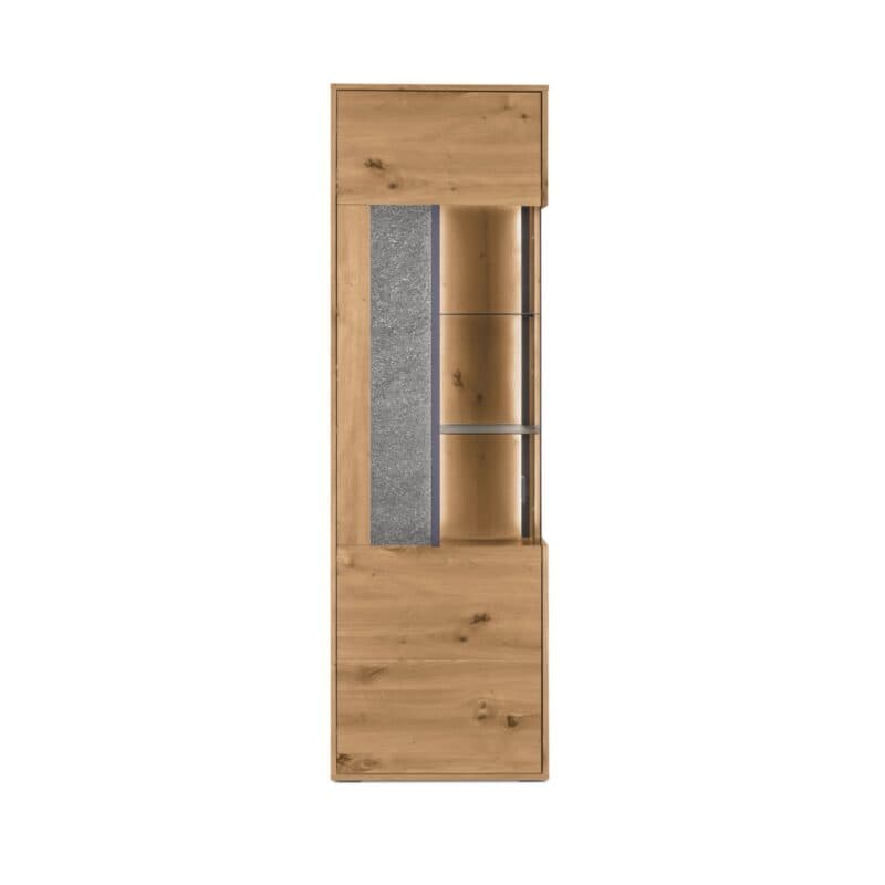 set one by Musterring Deltona Vitrine Type 01 in Eiche Nachbildung mit Türanschlag links - Frontansicht