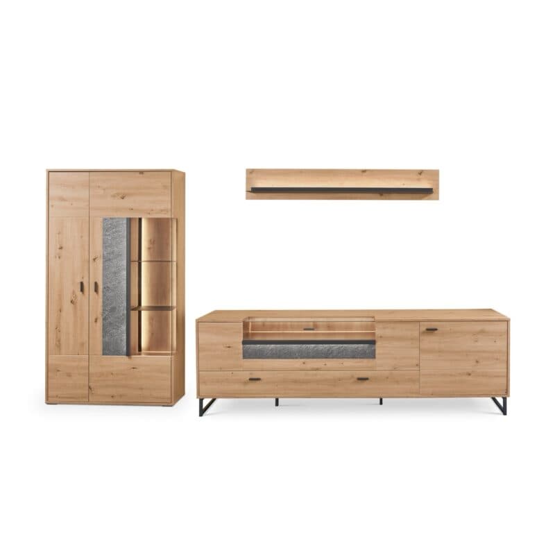 set one by Musterring Deltona Wohnwand Type 01 in Eiche Artisan Nachbildung - Frontansicht