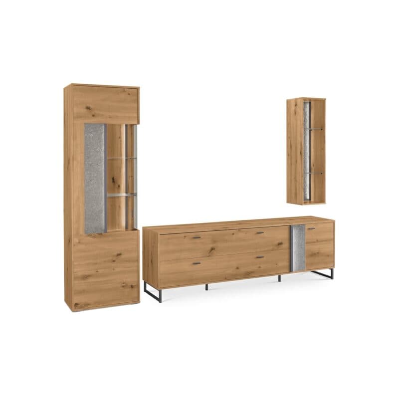 set one by Musterring Deltona Wohnwand Type 03 in Eiche Artisan Nachbildung - Perspektivansicht