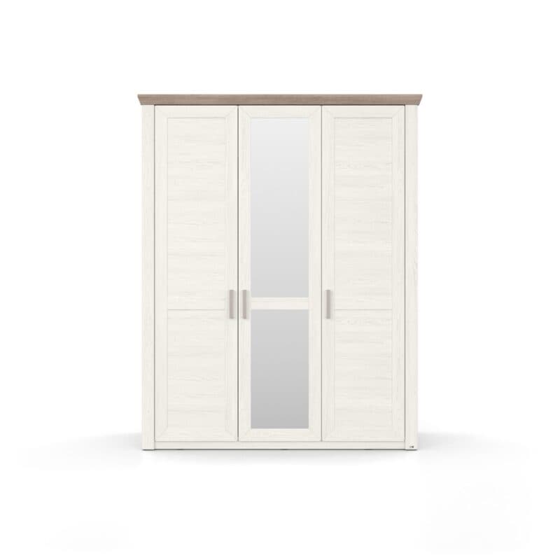 set one by Musterring York-Schlafen Drehtürenschrank mit drei Türen und Spiegel, in Pino Aurelio Nachbildung mit Kranz in Eiche Nelson Nachbildung - Frontansicht