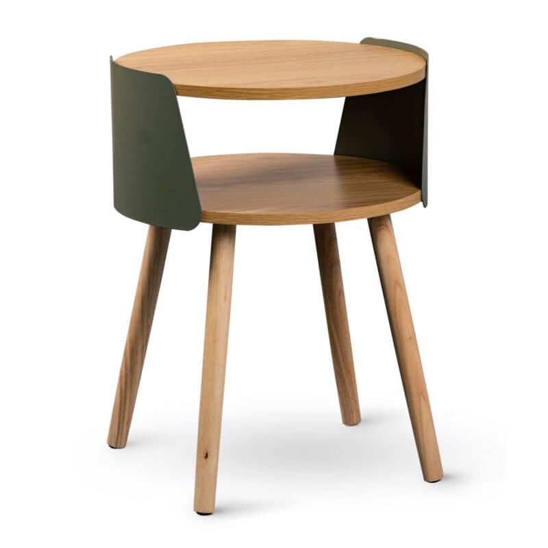 Trendstore Marva Beistelltisch mit Platte in Eiche Nachbildung und Korps aus Metall in Grün - Perspektivansicht