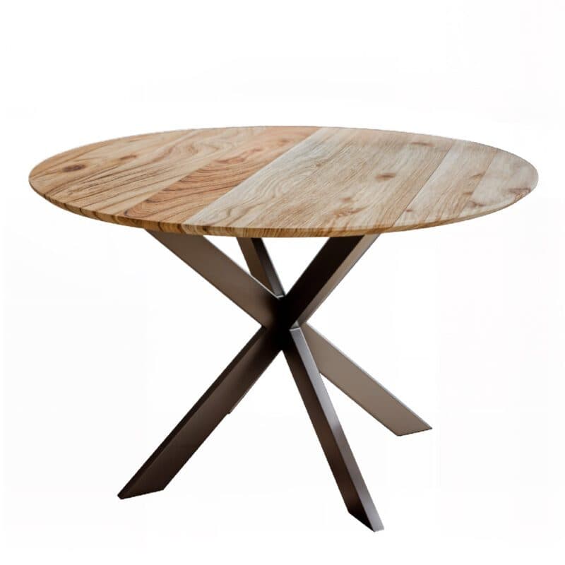 Liadomo Gela Esstisch rund mit Platte Akazie natur und Spider-Gestell schwarz pulverbeschichtet