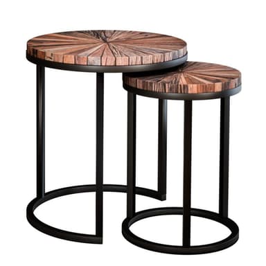 Liadomo Girona 2-Satz Tisch in Sleeper Wood mit Gestell schwarz pulverbeschichtet