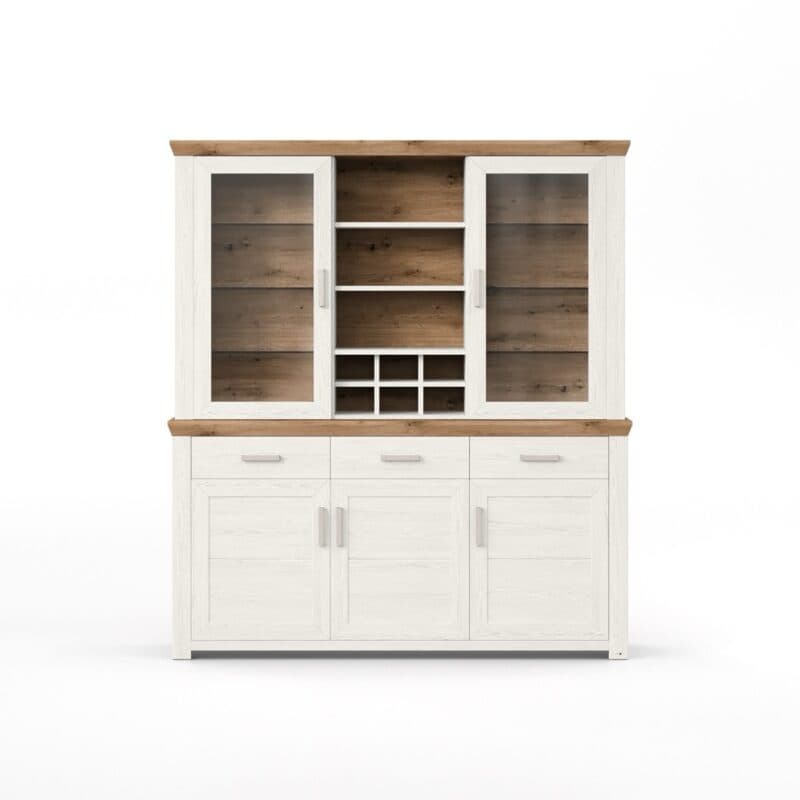 set one by Musterring York Kombination 22 mit einer Deckplatte in Artisan Eiche Nelson und einem Korpus in Pino Aurelio – Frontansicht