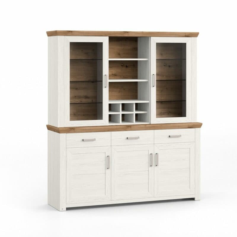 set one by Musterring York Kombination 22 mit einer Deckplatte in Artisan Eiche Nelson und einem Korpus in Pino Aurelio – Perspektivansicht