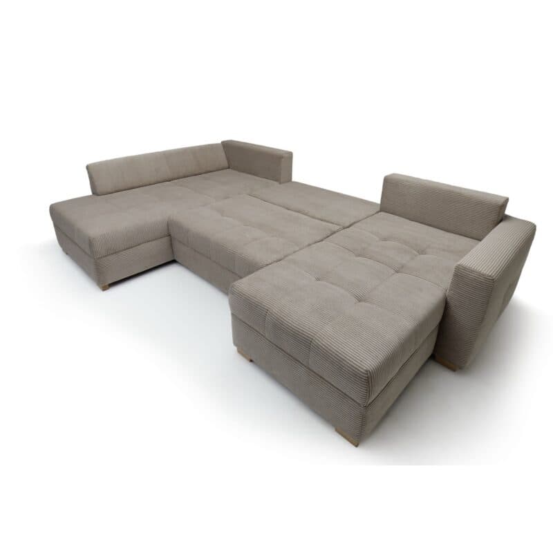 Trendstore Josy Wohnlandschaft in Cord taupe – Liegefläche, Ottomane links