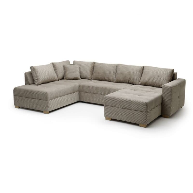 Trendstore Josy Wohnlandschaft in Cord taupe – Perspektive Ottomane links