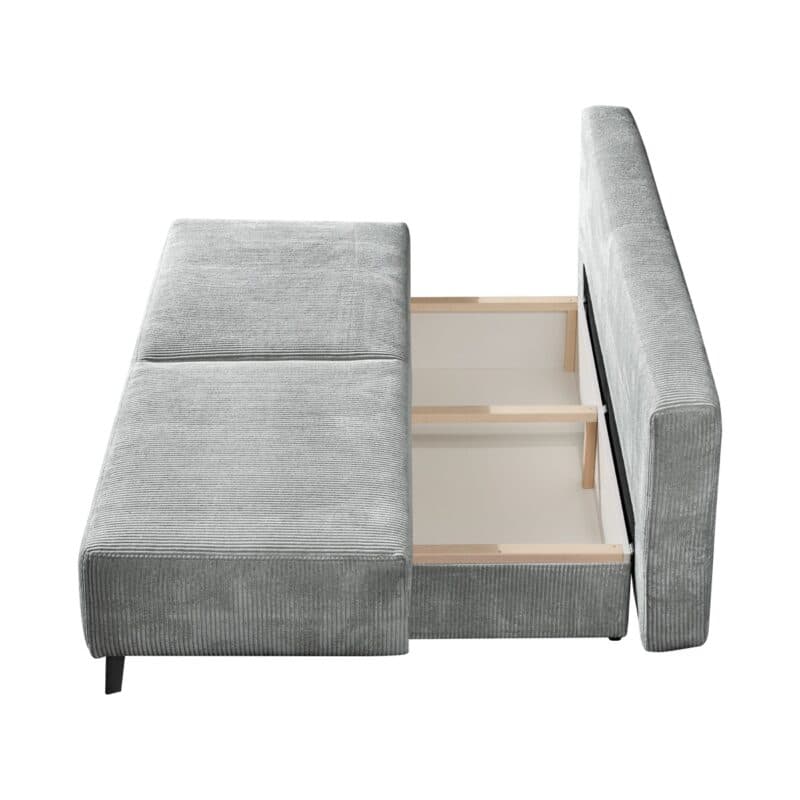 Dixx Divani Two Sofa mit Schlaffunktion in Cordbezug – Detail Bettkasten