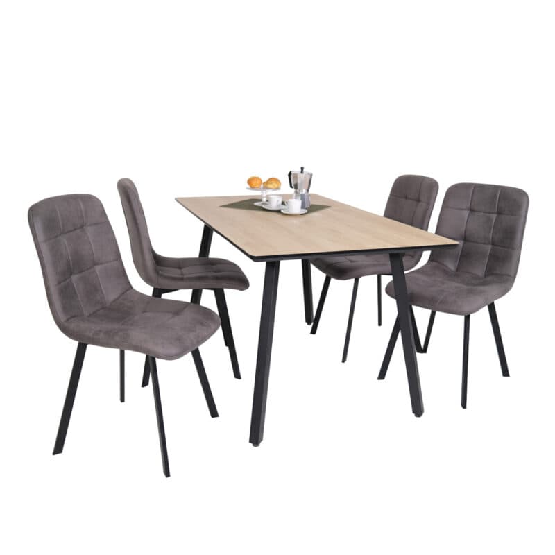 Liadomo Lissabon Essgruppe mit einem Esstisch und 4 Polsterstühlen