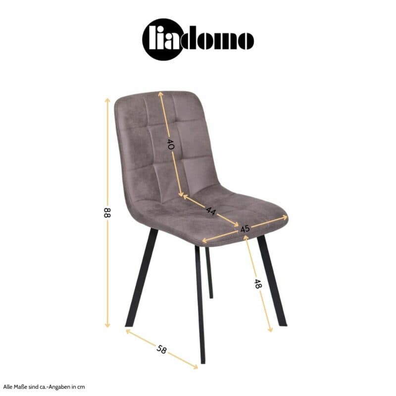 Liadomo Lissabon Polsterstuhl - Maßskizze