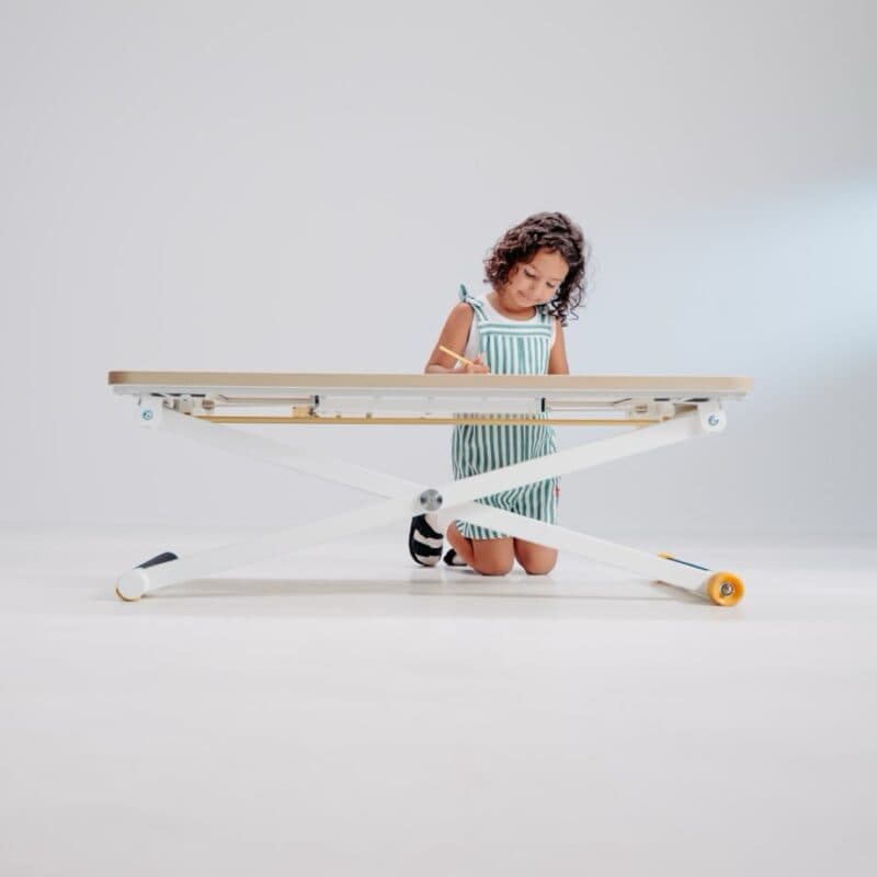 poptop Kinderschreibtisch höhenverstellbar in Weiß - Funktionsbild