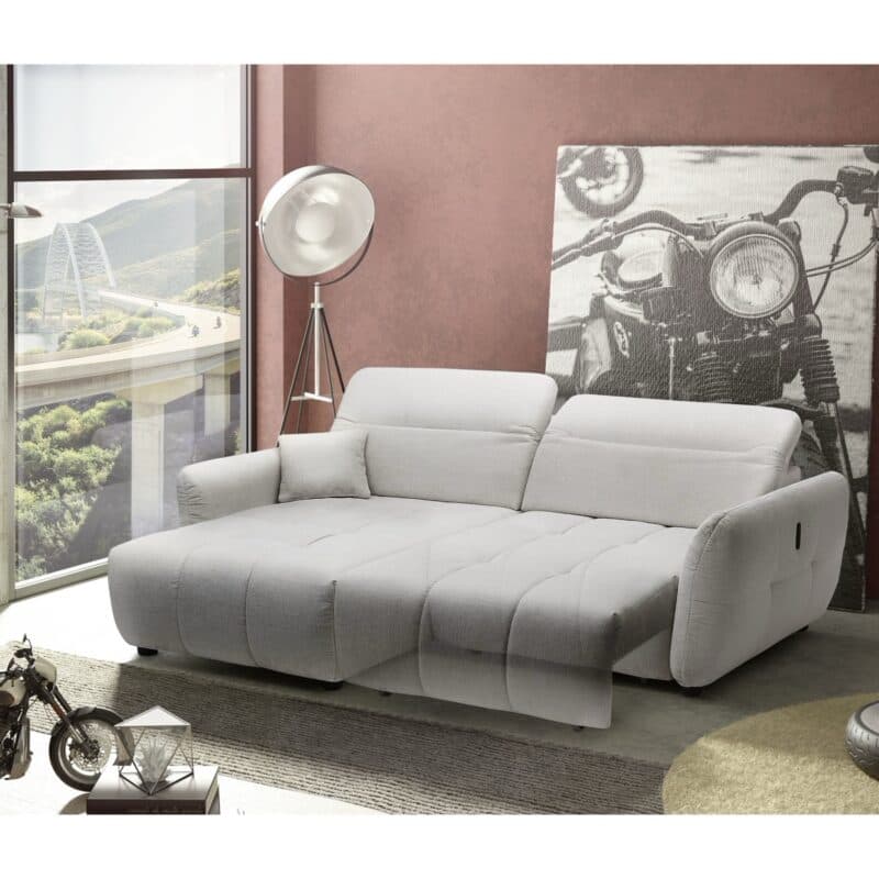 Trendstore Jaimie Ecksofa in Chenille beige mit Ottomane links – Wohnbeispiel