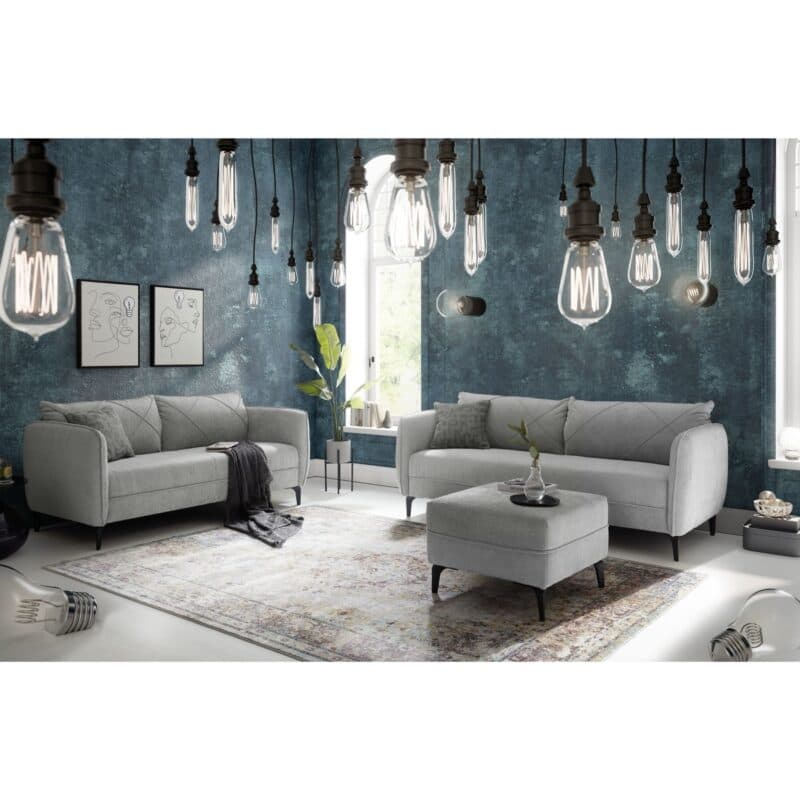 Trendstore Jerina Sitzmöbel in Chenille hellgrau – Wohnbeispiel