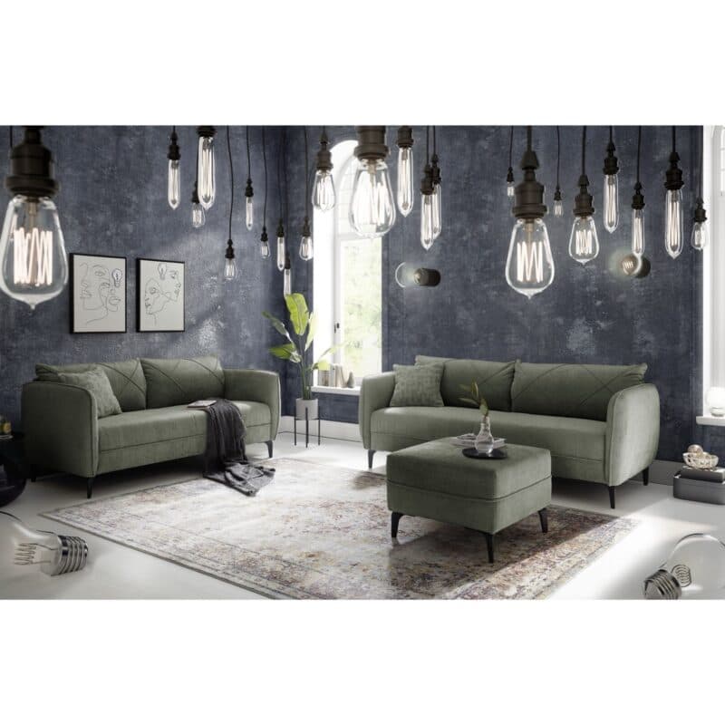 Trendstore Jerina Sitzmöbel in Chenille grün – Wohnbeispiel