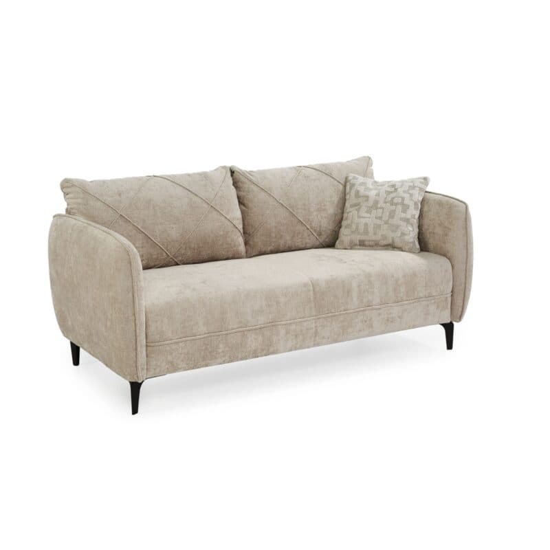 Trendstore Jerina 2,5-Sitzer Sofa in Chenillebezug beige – Perspektivansicht