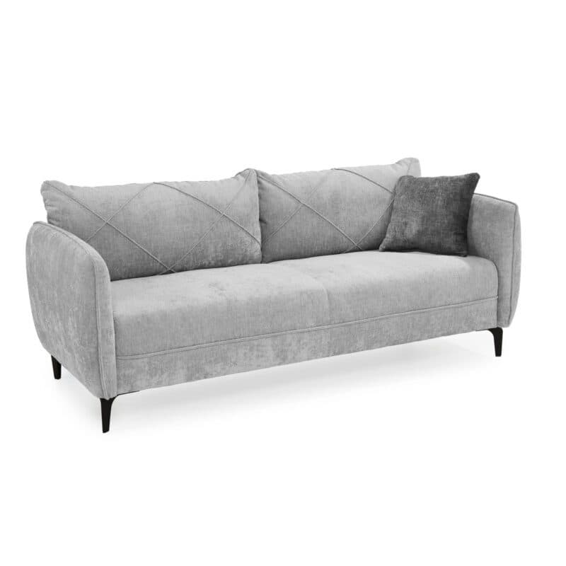 Trendstore Jerina 3-Sitzer Sofa in Chenillebezug hellgrau – Perspektivansicht