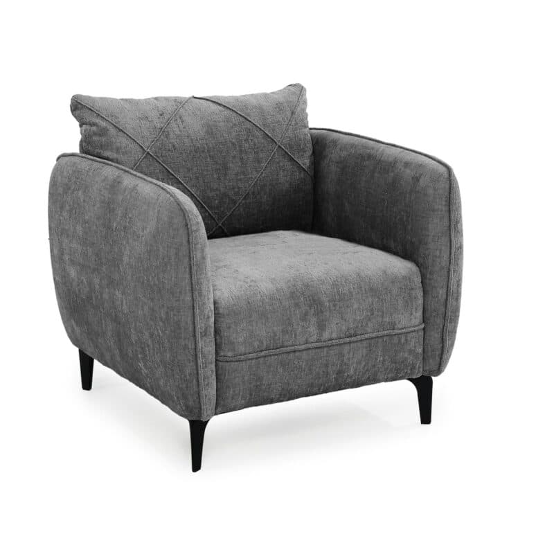 Trendstore Jerina Sessel in Chenillebezug grau – Perspektivansicht