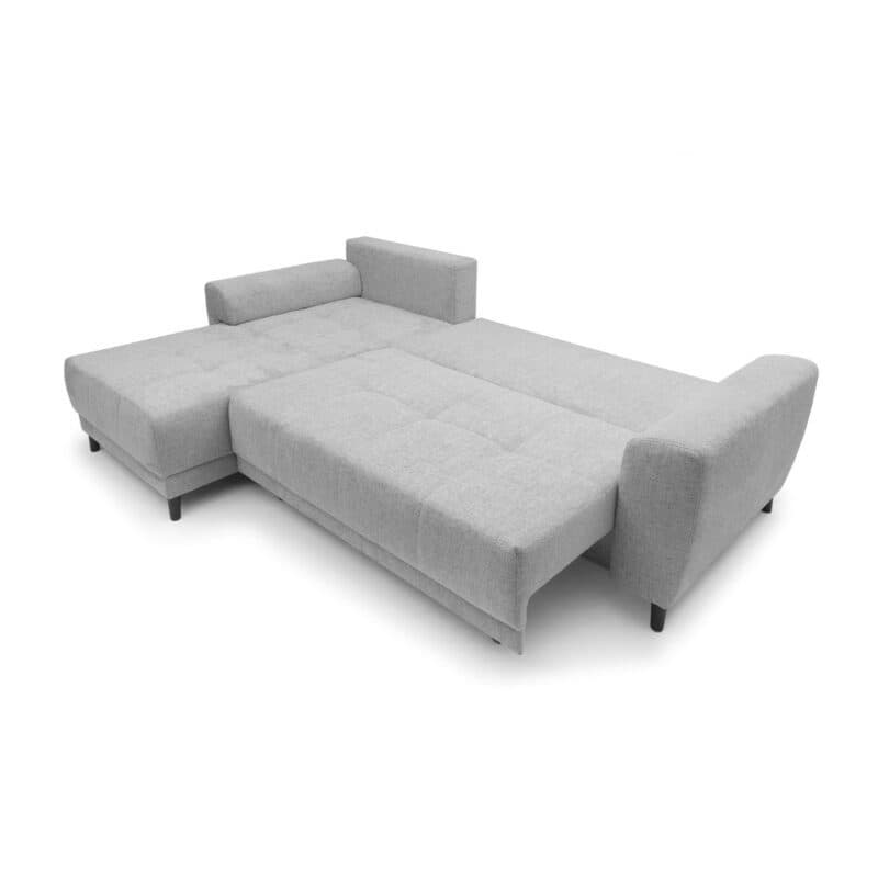 Trendstore Joni Ecksofa Bezug Chenille hellgrau mit Ottomane links – Liegefläche