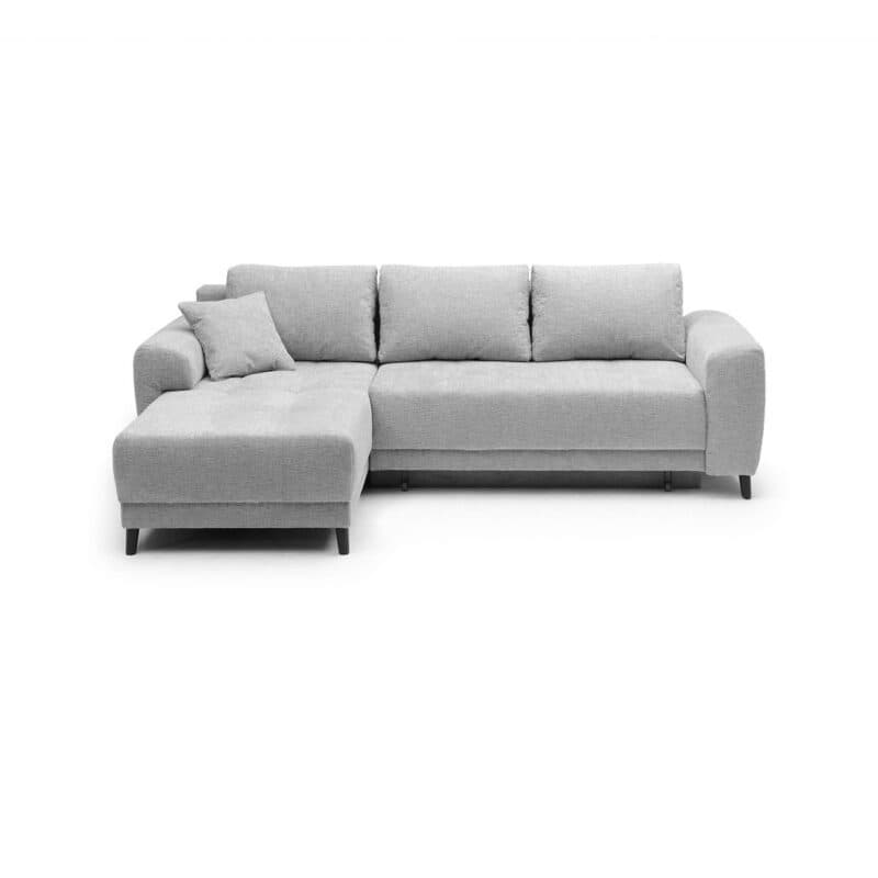 Trendstore Joni Ecksofa Bezug Chenille hellgrau mit Ottomane links