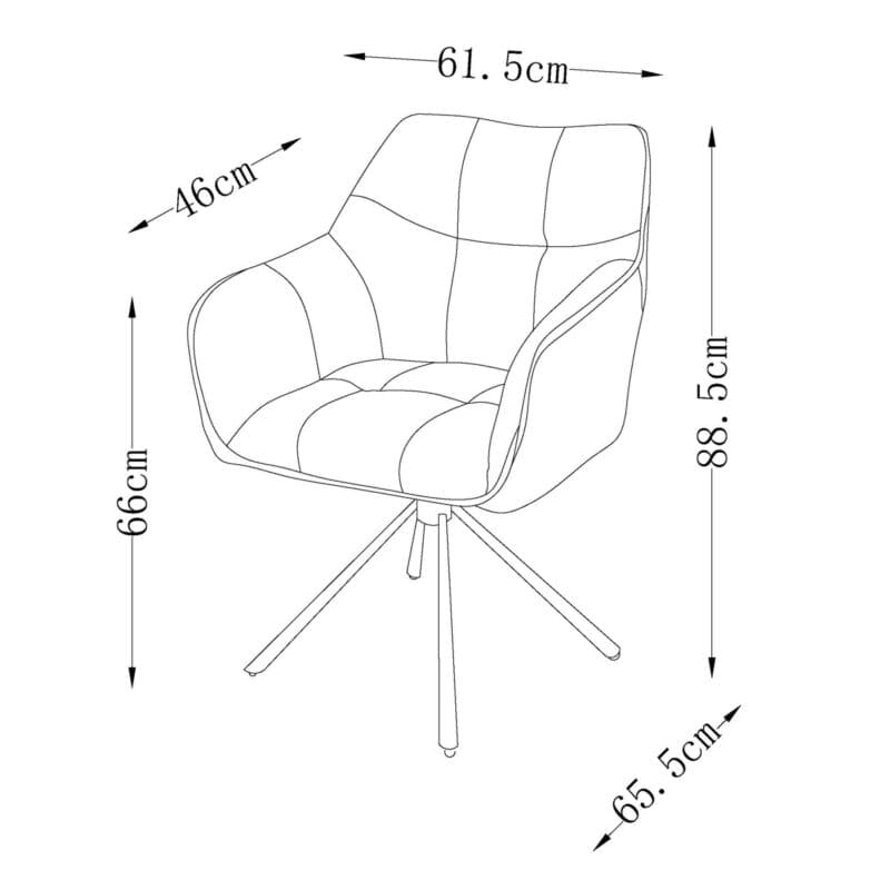 Louming Marle Armlehnstuhl - Maßskizze