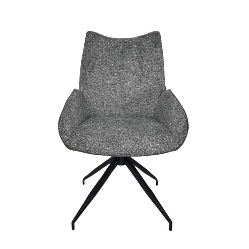 Louming Maureen Schalenstuhl in Strukturgewebe Leo 71 Creme und Microvelours Yuma 39 Braun - Frontalansicht