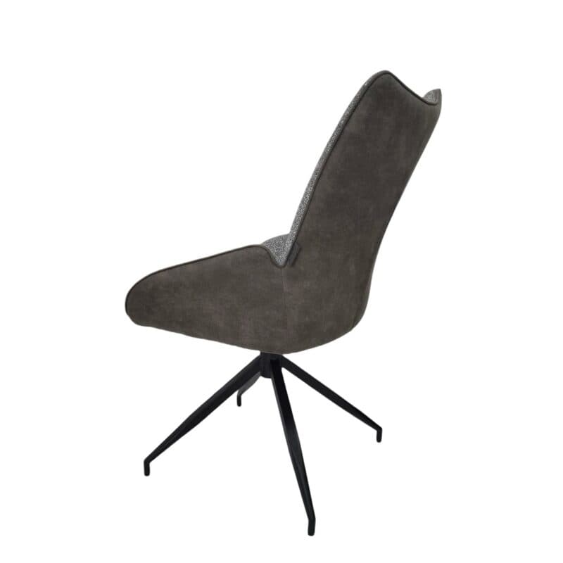 Louming Maureen Schalenstuhl in Strukturgewebe Leo 71 Creme und Microvelours Yuma 39 Braun – Perspektivansicht von hinten