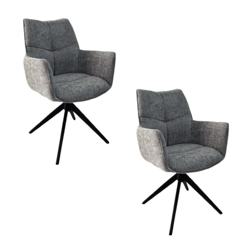 Louming Milena Armlehnstuhl 2er Set in Bezug LB2303-2 silver