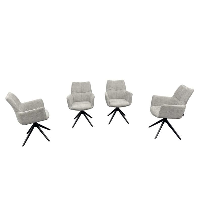 Louming Milena Armlehnstuhl 2er Set in Bezug LB2303-2 silver