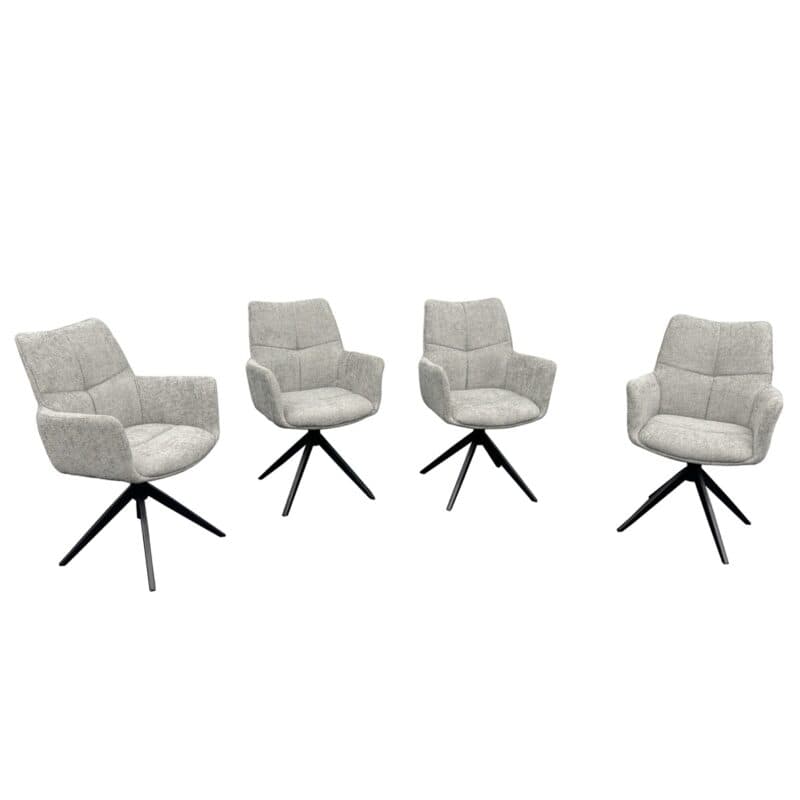 Louming Milena Armlehnstuhl 2er Set in Bezug LB2303-2 silver