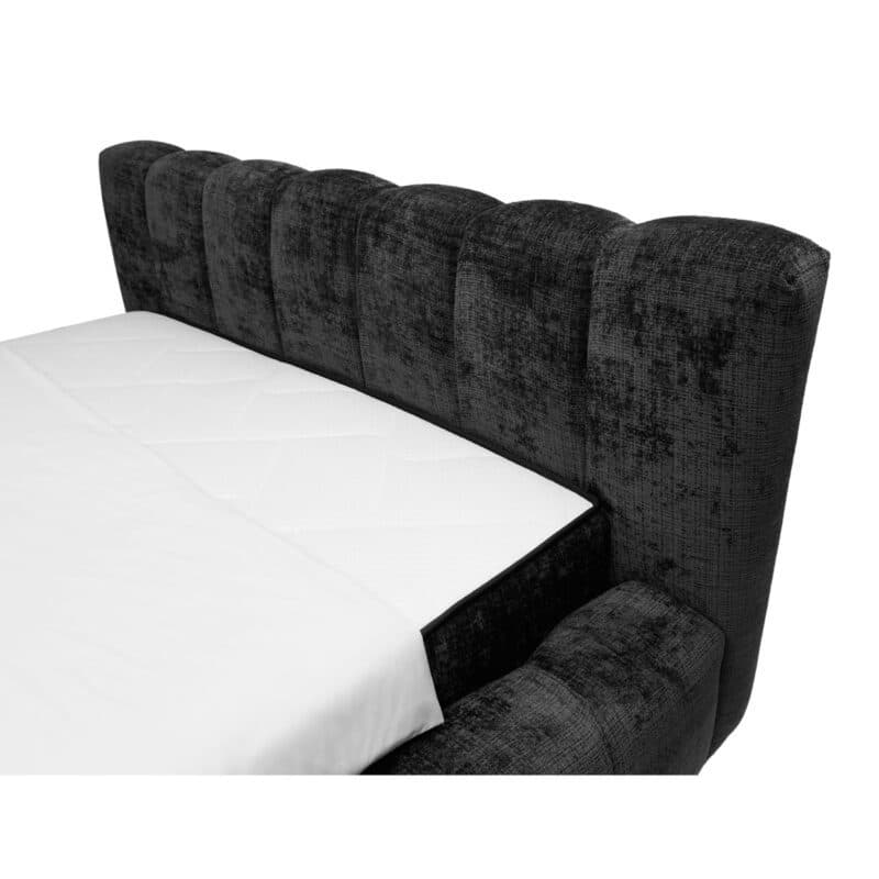 Trendstore Eleine Polsterbett in Bezug Bouclé Cremona 97 black - Detailbild Kopfteil