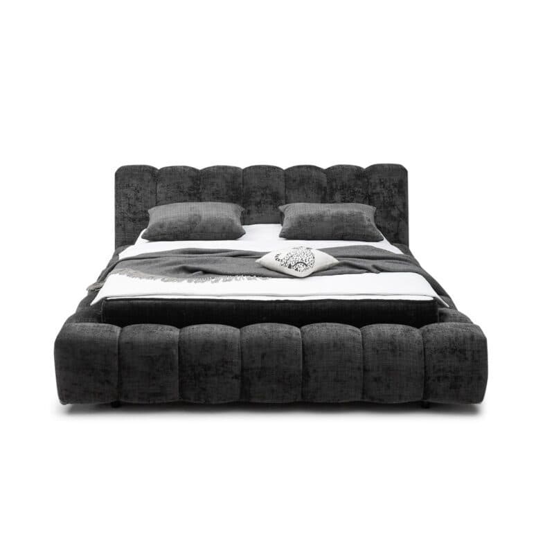 Trendstore Eleine Polsterbett in Bezug Bouclé Cremona 97 black - Frontansicht
