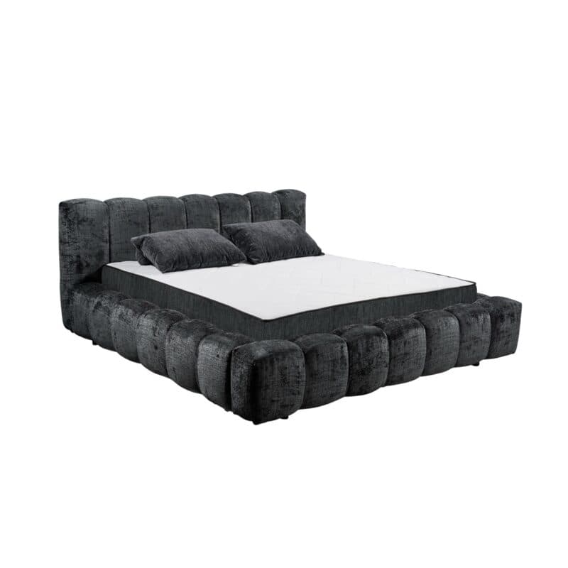 Trendstore Eleine Polsterbett in Bezug Bouclé Cremona 97 black - Perspektivansicht