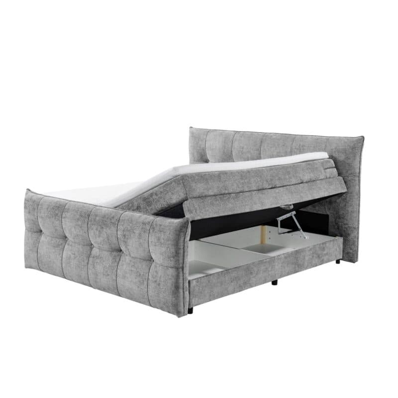 Trendstore Emilla Boxspringbett in Bezug Eden 18 grey - Funktion Bettkasten